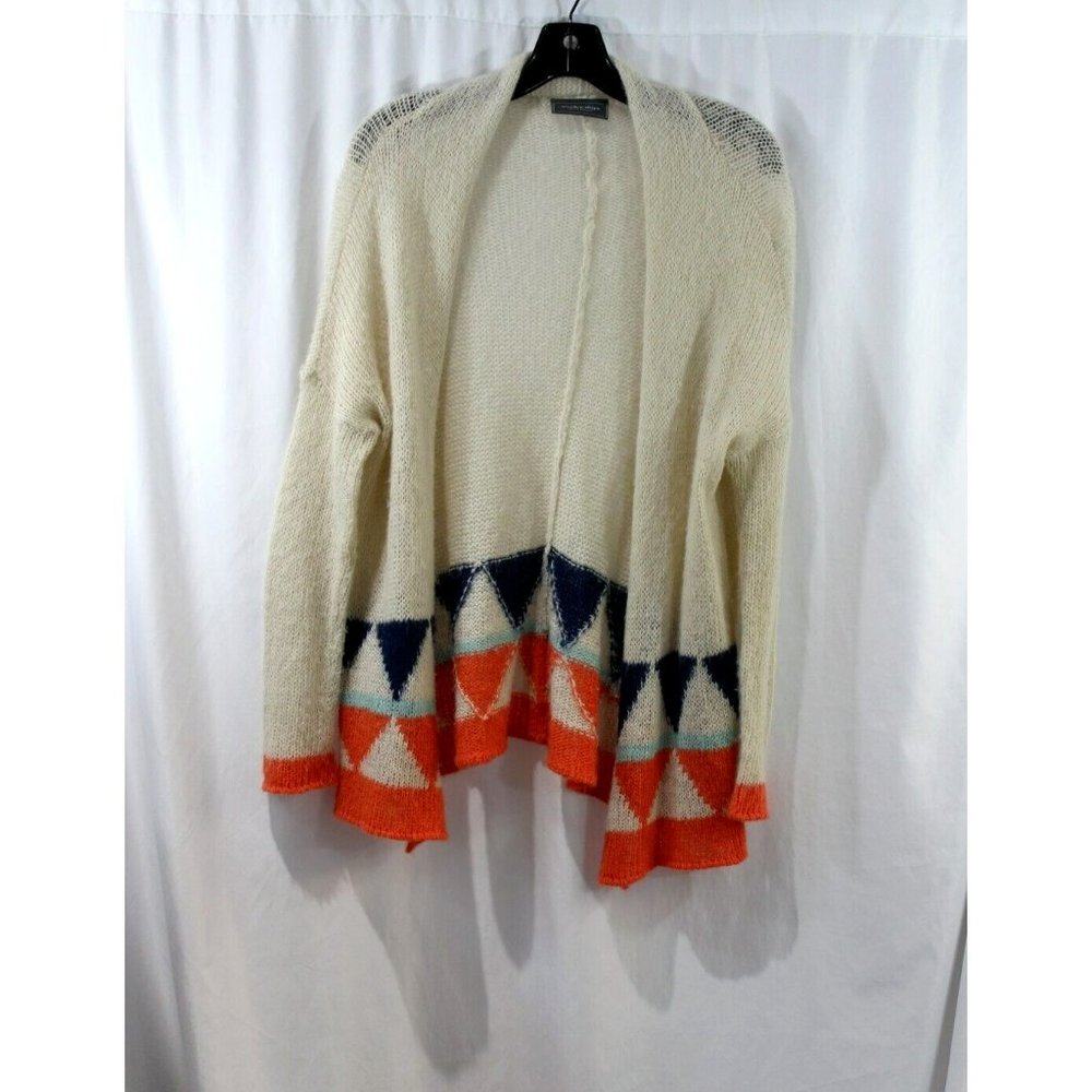 Wooden Ships Womens Beige Blue Orange Open Front Cardigan Sweater XS